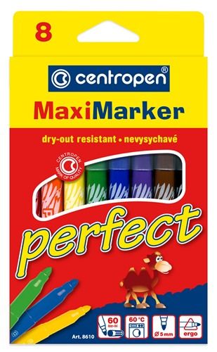 CENTROPEN ASSORTED PERFECT DRY SAFE MARKERS PK 8
