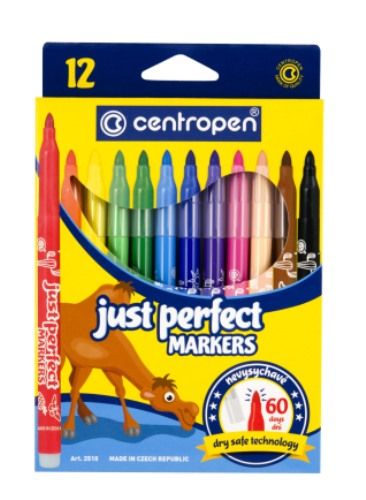 CENTROPEN ASSORTED JUST PERFECT DRY SAFE MARKERS PK 12