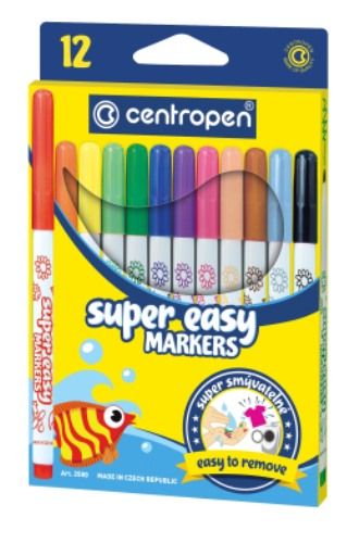 CENTROPEN ASSORTED SUPER EASY MARKERS PK 12